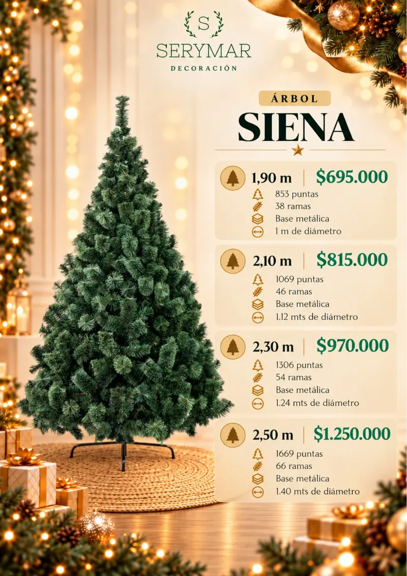 Árbol Siena — página 16 del Catálogo Navidad 2026 de SERYMAR Decoración