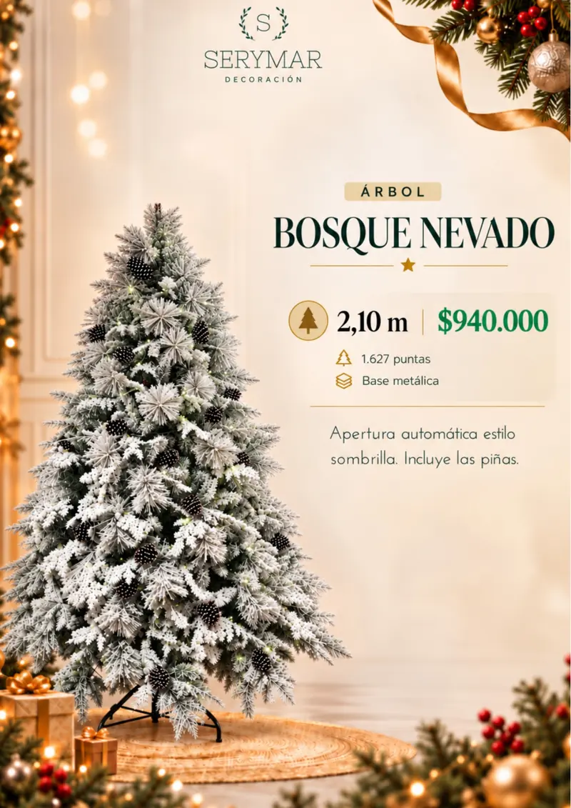Árbol Bosque Nevado — página 18 del Catálogo Navidad 2026 de SERYMAR Decoración