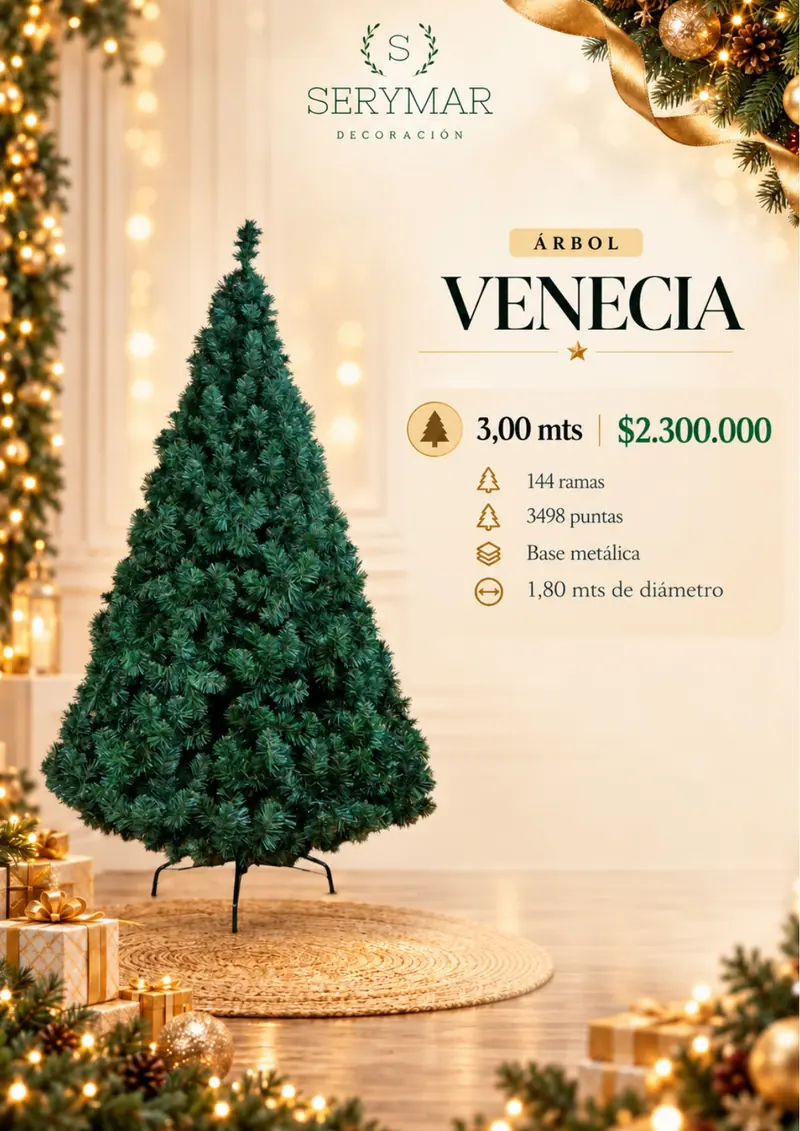 Árbol Venecia — página 21 del Catálogo Navidad 2026 de SERYMAR Decoración