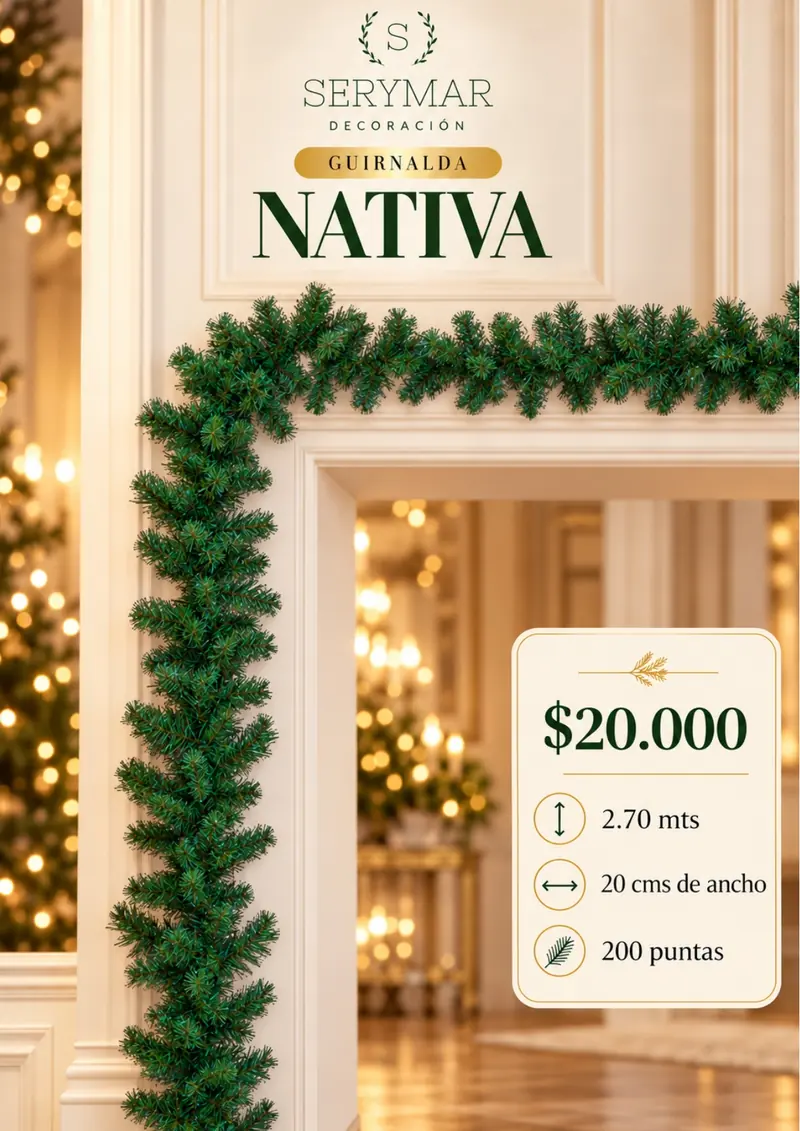 Guirnalda Nativa — página 23 del Catálogo Navidad 2026 de SERYMAR Decoración