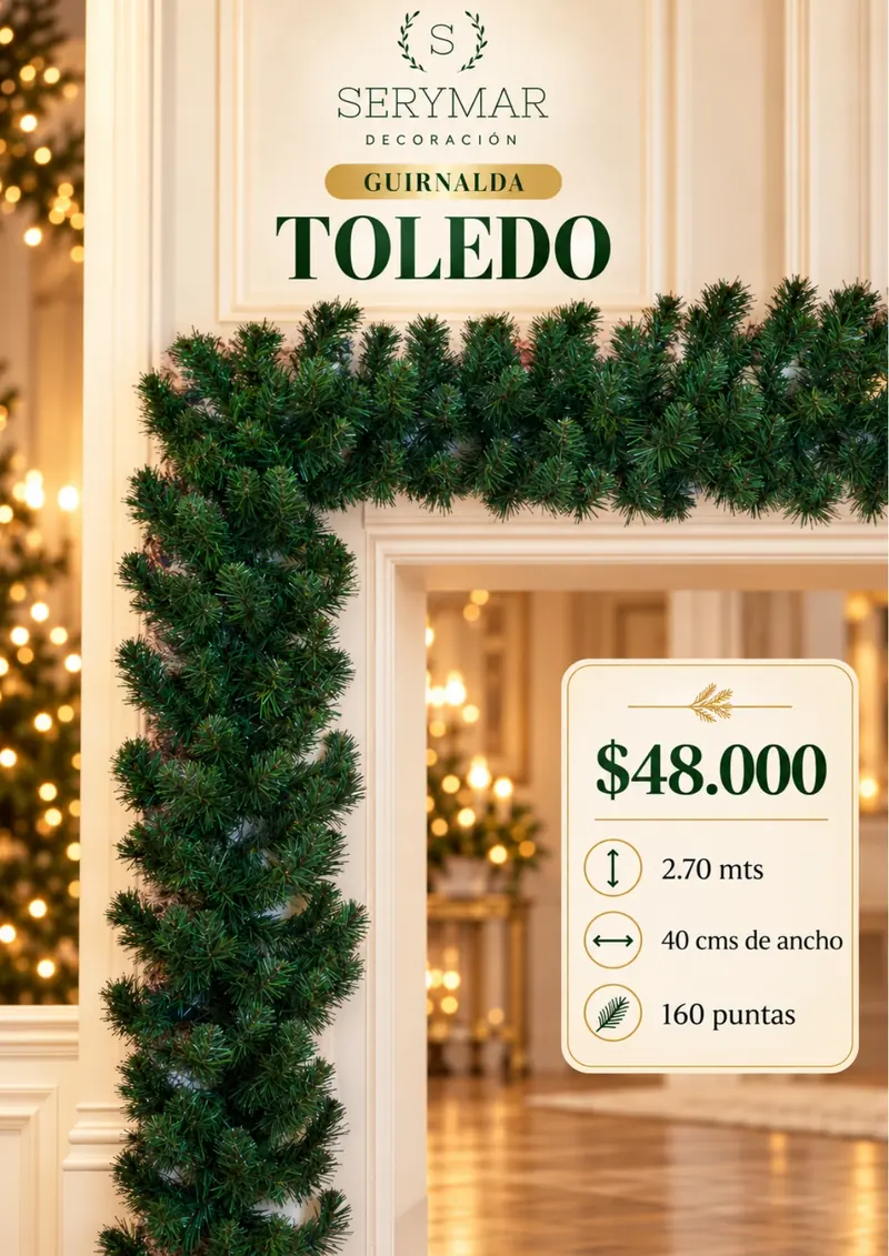 Guirnalda Toledo — página 26 del Catálogo Navidad 2026 de SERYMAR Decoración