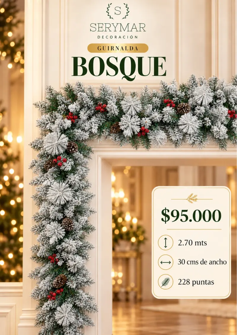 Guirnalda Bosque — página 28 del Catálogo Navidad 2026 de SERYMAR Decoración