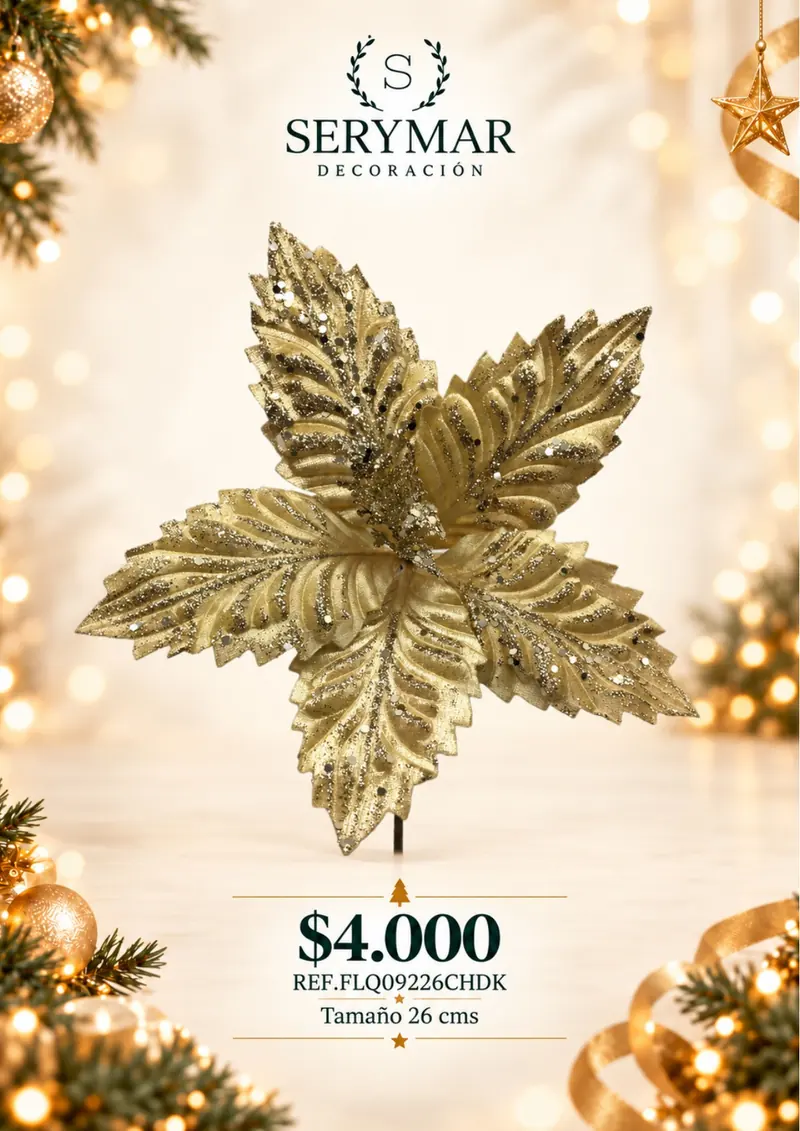 Flores de Navidad · Ref. FLQ09226CHDK — página 33 del Catálogo Navidad 2026 de SERYMAR Decoración