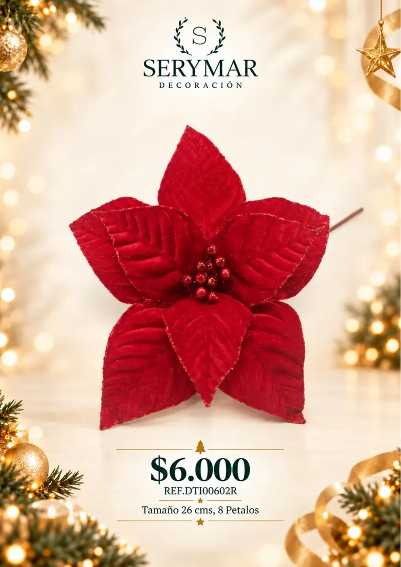 Flores de Navidad · Ref. DTI00602R — página 41 del Catálogo Navidad 2026 de SERYMAR Decoración