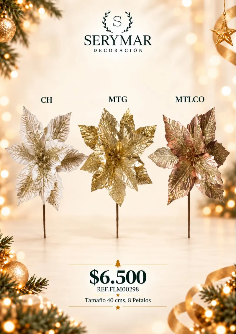 Flores de Navidad · Ref. FLM00298 — página 45 del Catálogo Navidad 2026 de SERYMAR Decoración