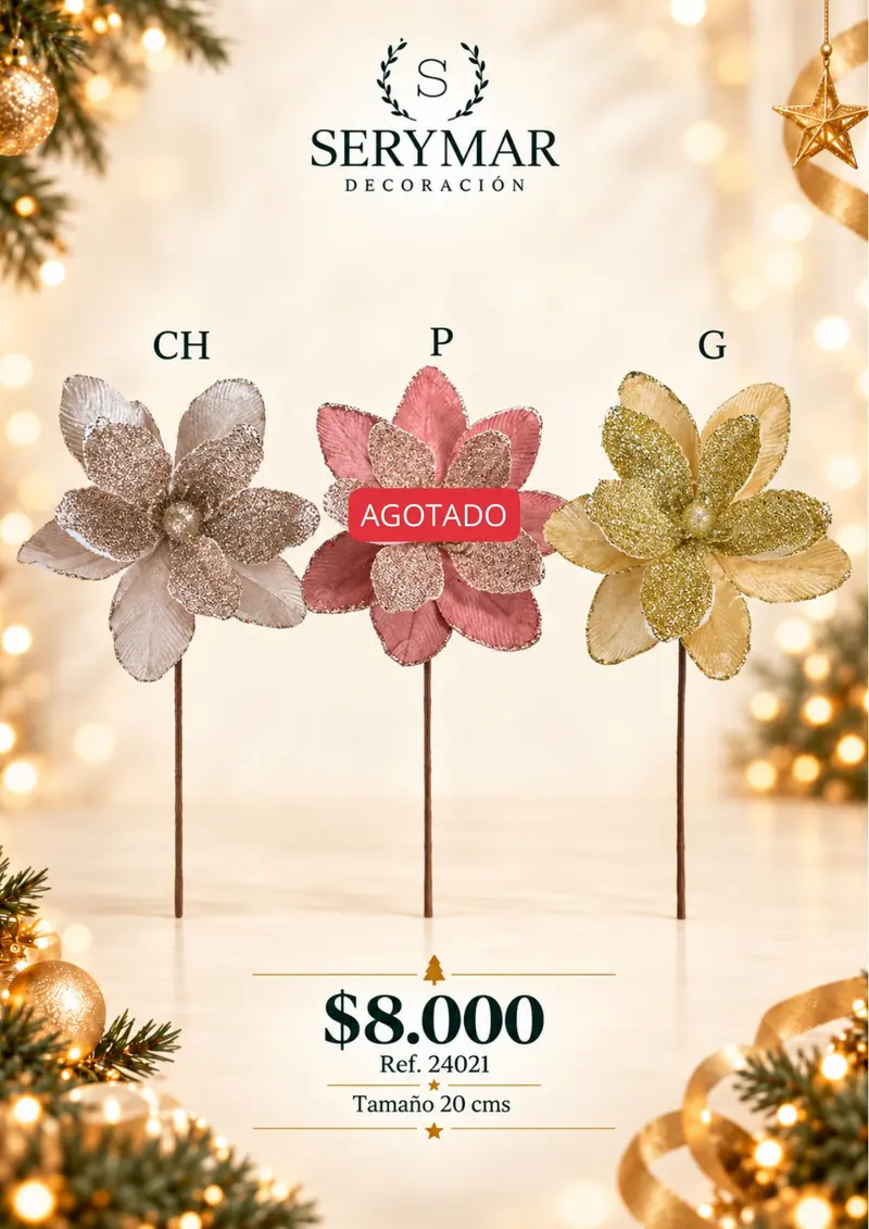Flores de Navidad · Ref. 24021 — página 51 del Catálogo Navidad 2026 de SERYMAR Decoración