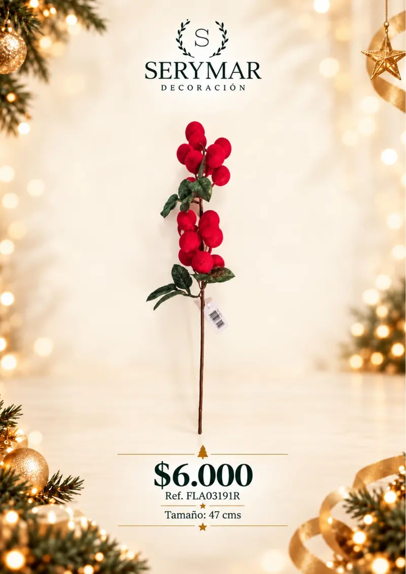 Follajes de Navidad · Ref. FLA03191R — página 63 del Catálogo Navidad 2026 de SERYMAR Decoración