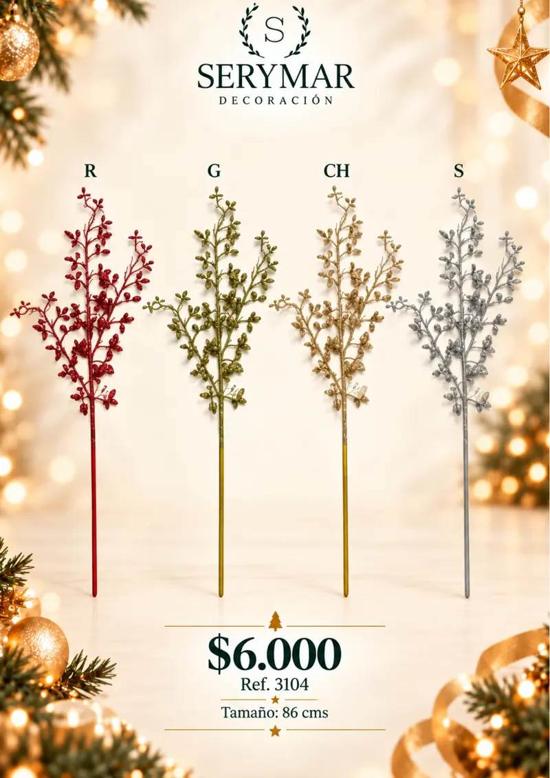 Follajes de Navidad · Ref. 3104 — página 78 del Catálogo Navidad 2026 de SERYMAR Decoración