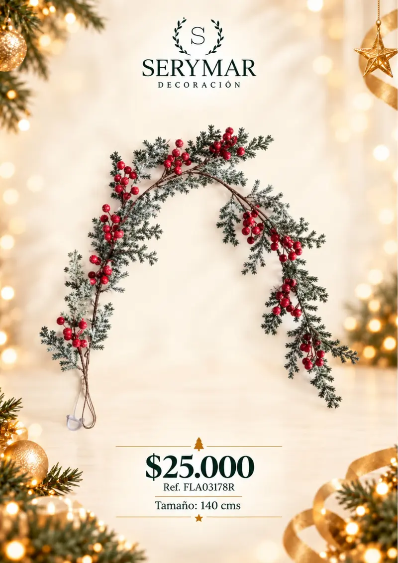 Follajes de Navidad · Ref. FLA03178R — página 91 del Catálogo Navidad 2026 de SERYMAR Decoración