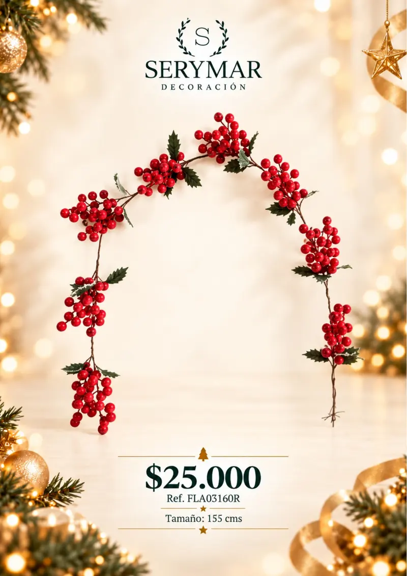 Follajes de Navidad · Ref. FLA03160R — página 93 del Catálogo Navidad 2026 de SERYMAR Decoración