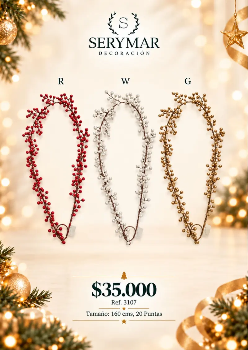 Follajes de Navidad · Ref. 3107 — página 94 del Catálogo Navidad 2026 de SERYMAR Decoración