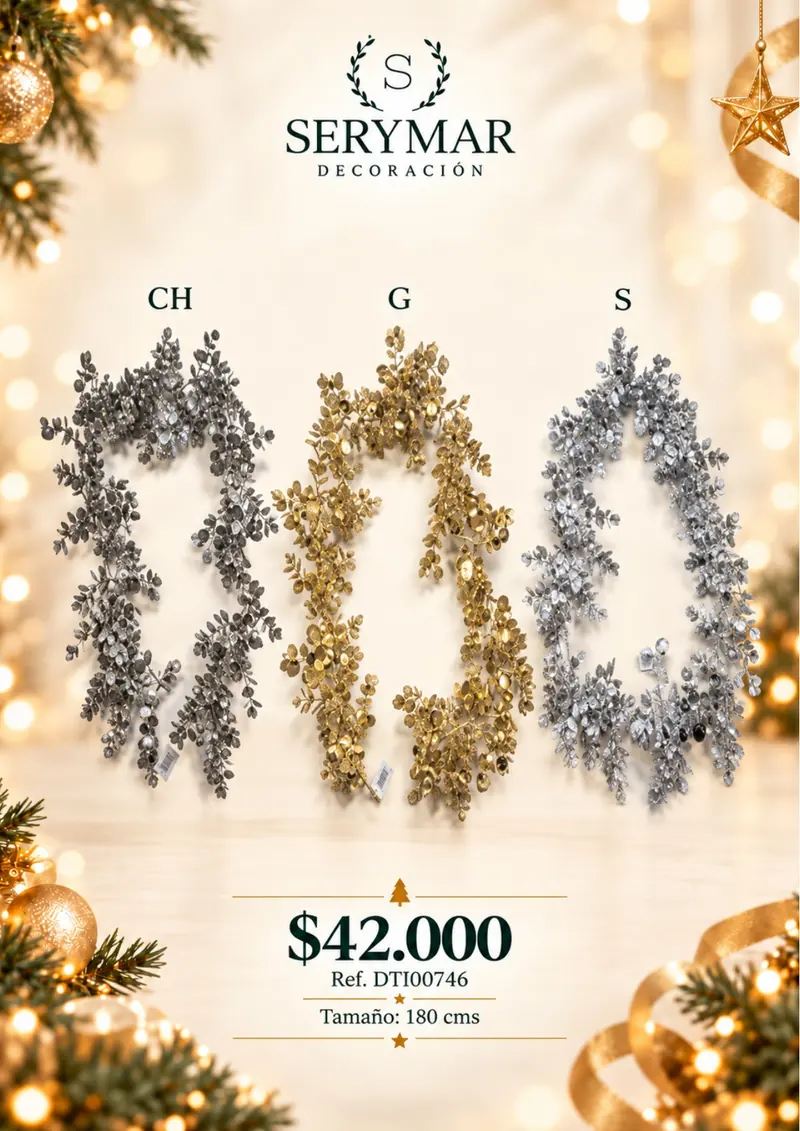 Follajes de Navidad · Ref. DTI00746 — página 96 del Catálogo Navidad 2026 de SERYMAR Decoración