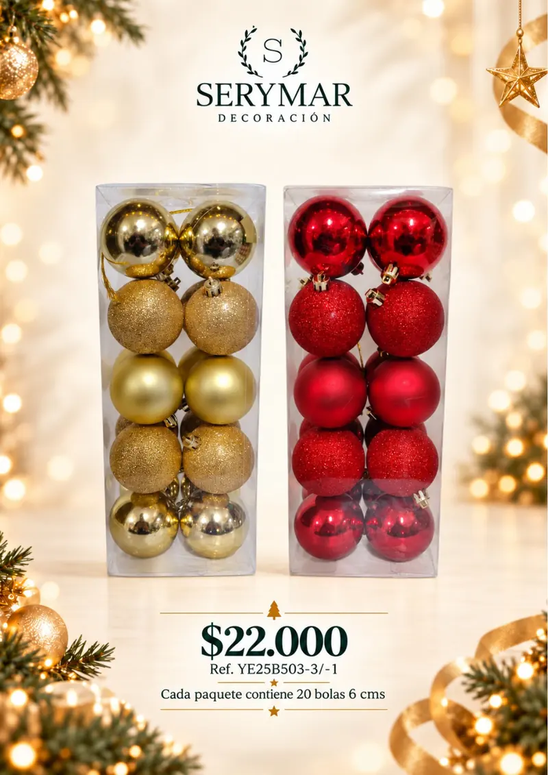 Bolas de Navidad · Ref. YE25B503-3/-1 — página 100 del Catálogo Navidad 2026 de SERYMAR Decoración