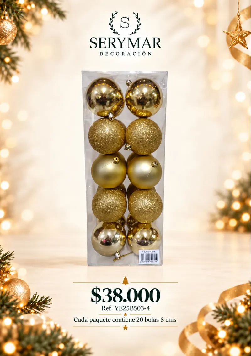 Bolas de Navidad · Ref. YE25B503-4 — página 103 del Catálogo Navidad 2026 de SERYMAR Decoración