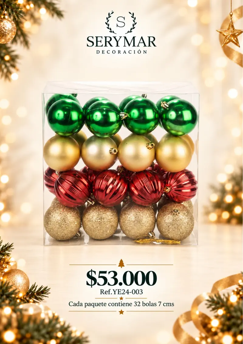 Bolas de Navidad · Ref. YE24-003 — página 108 del Catálogo Navidad 2026 de SERYMAR Decoración