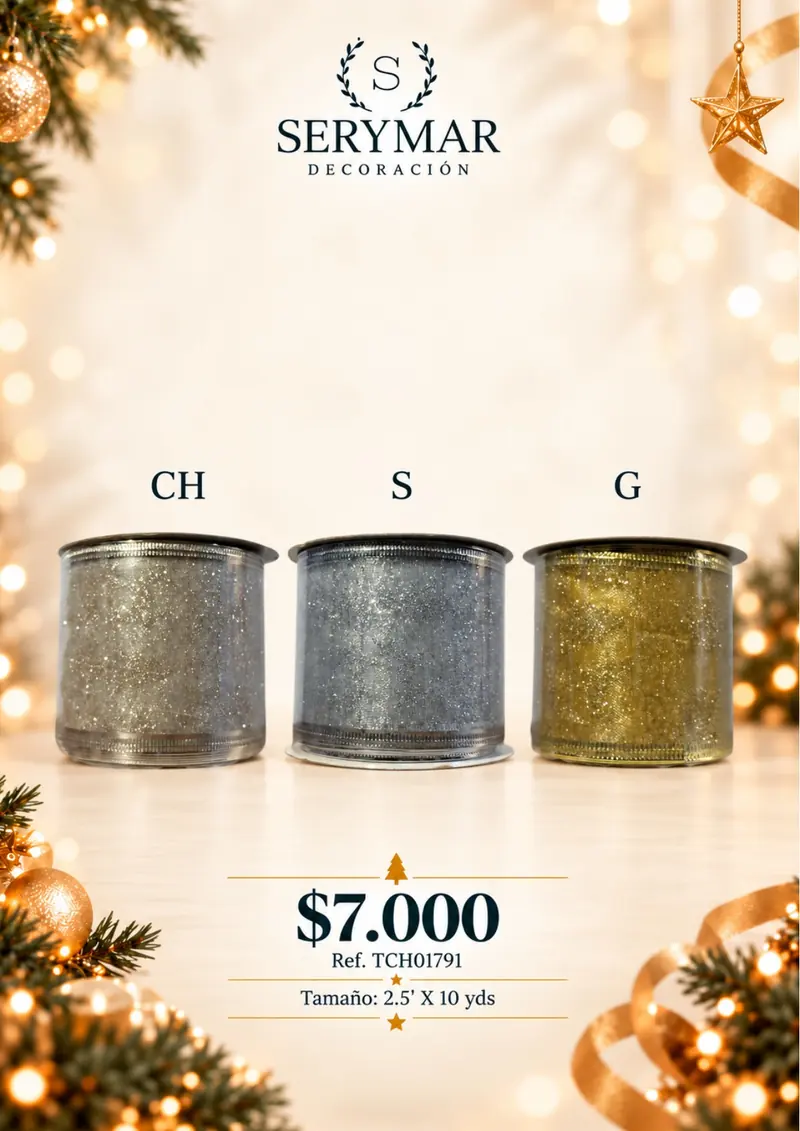 Cintas y mallas · Ref. TCH01791 — página 123 del Catálogo Navidad 2026 de SERYMAR Decoración