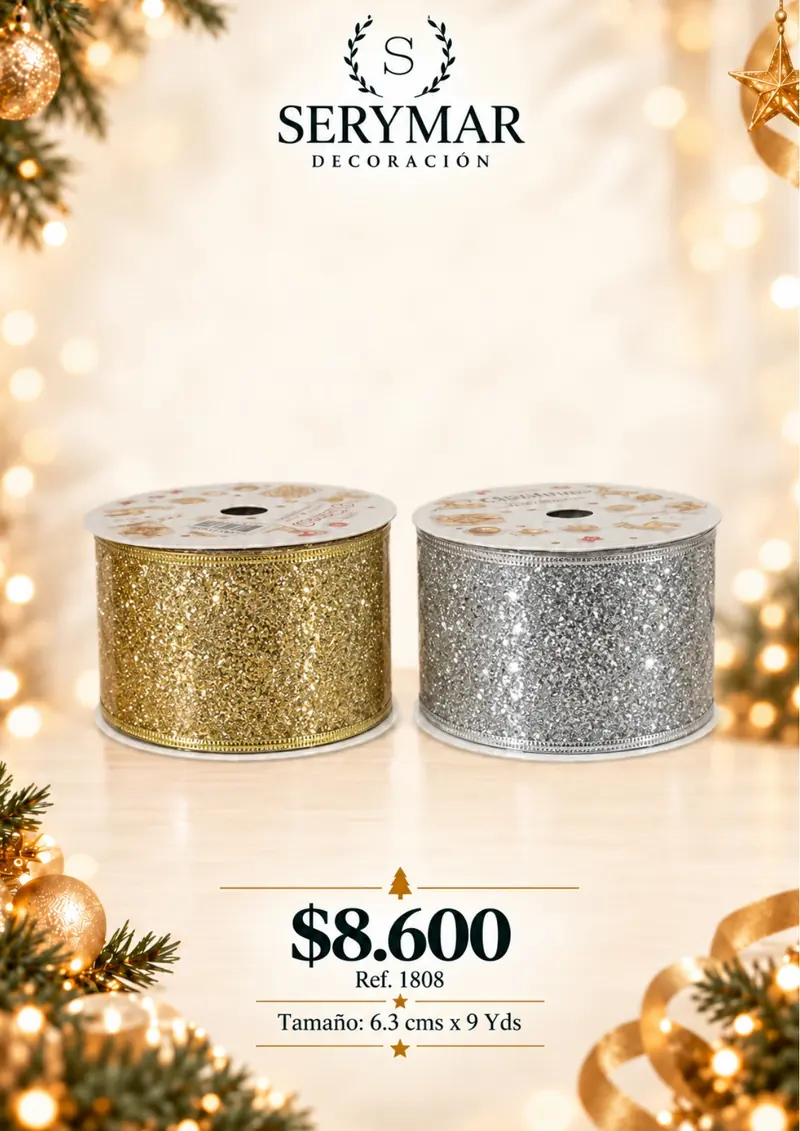 Cintas y mallas · Ref. 1808 — página 124 del Catálogo Navidad 2026 de SERYMAR Decoración