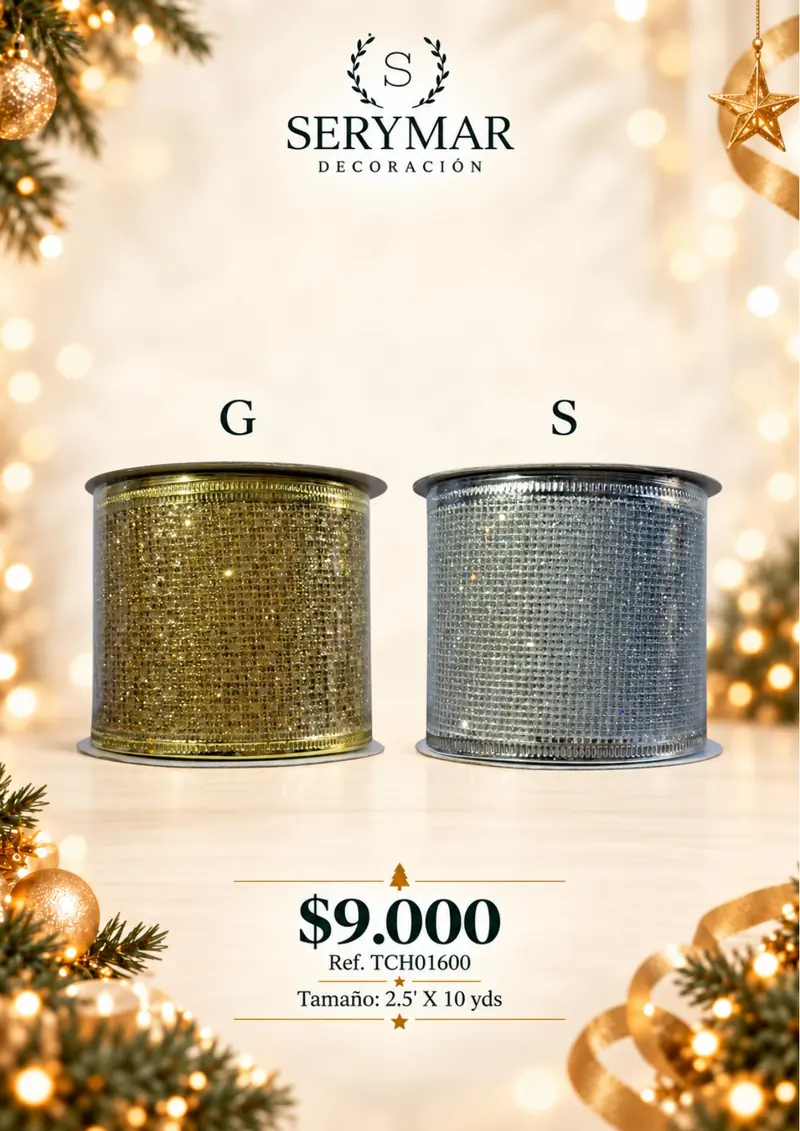 Cintas y mallas · Ref. TCH01600 — página 125 del Catálogo Navidad 2026 de SERYMAR Decoración