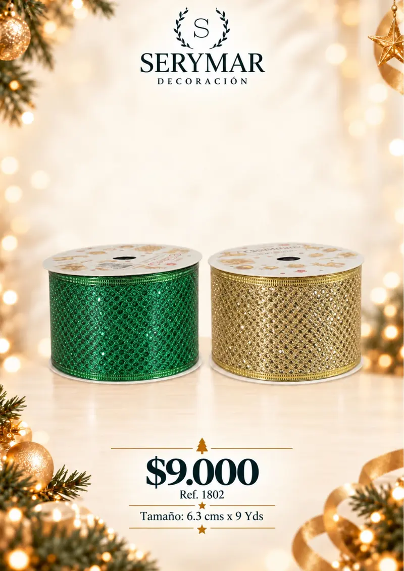 Cintas y mallas · Ref. 1802 — página 126 del Catálogo Navidad 2026 de SERYMAR Decoración