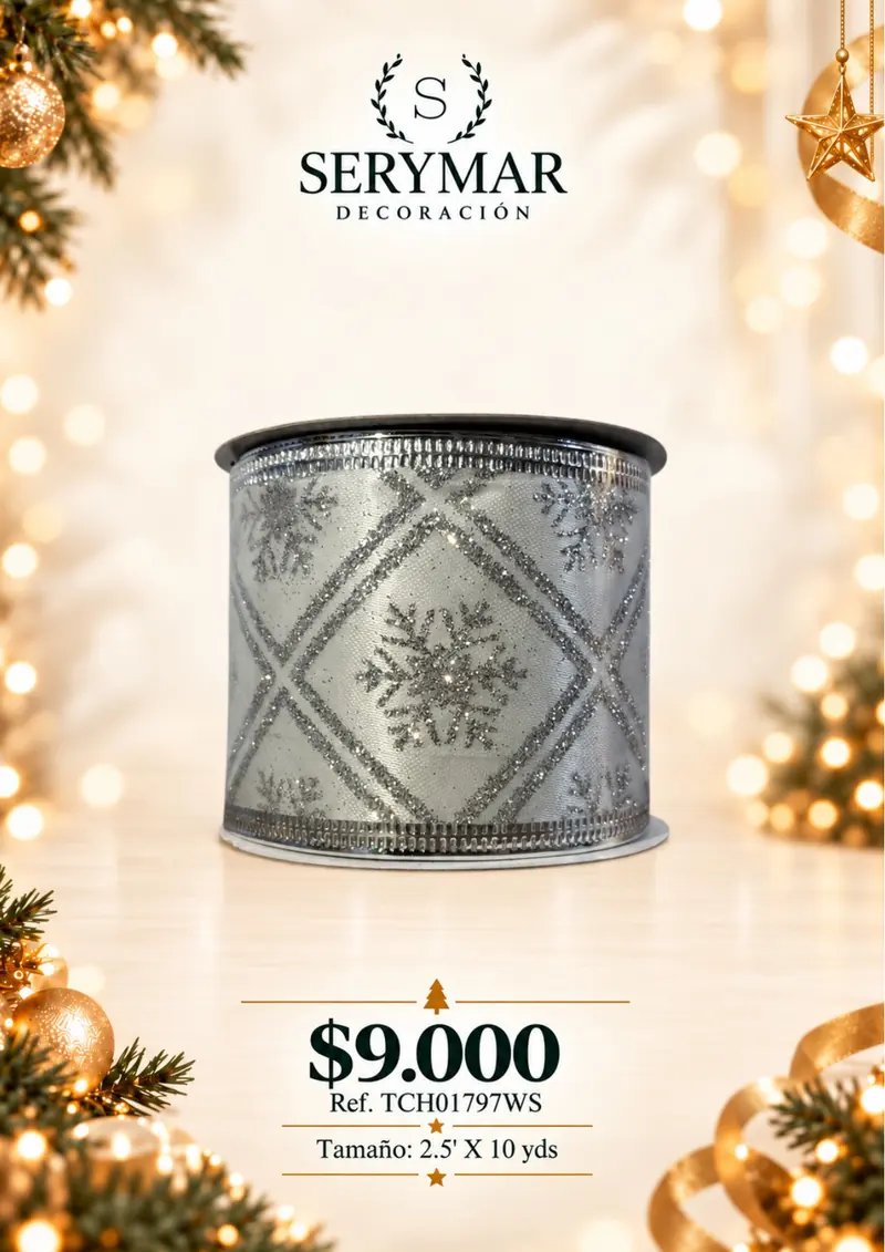 Cintas y mallas · Ref. TCH01797WS — página 128 del Catálogo Navidad 2026 de SERYMAR Decoración