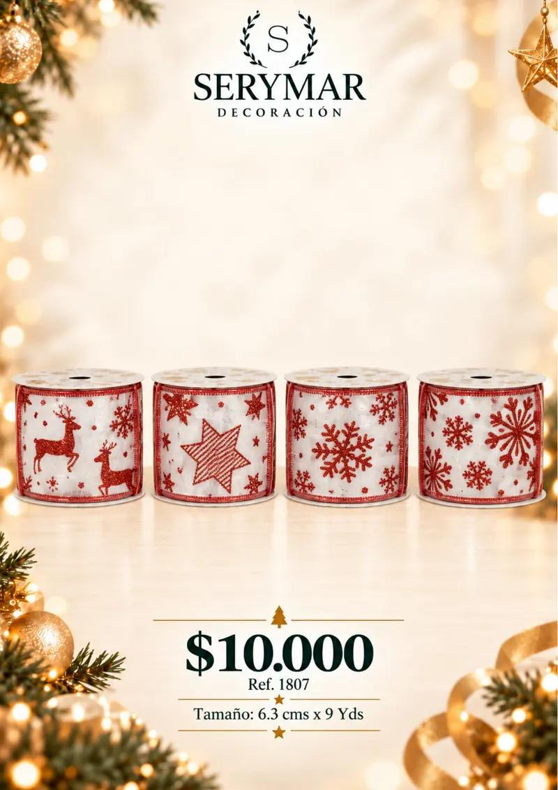 Cintas y mallas · Ref. 1807 — página 129 del Catálogo Navidad 2026 de SERYMAR Decoración
