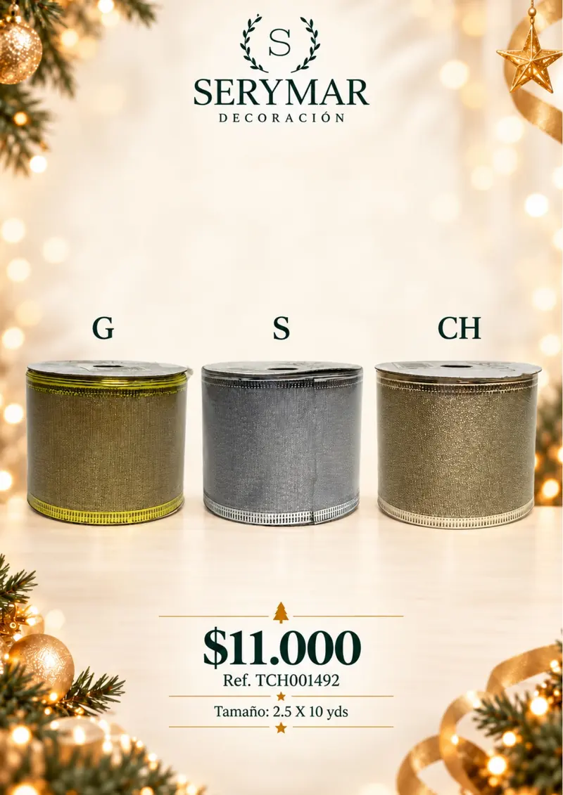 Cintas y mallas · Ref. TCH001492 — página 131 del Catálogo Navidad 2026 de SERYMAR Decoración