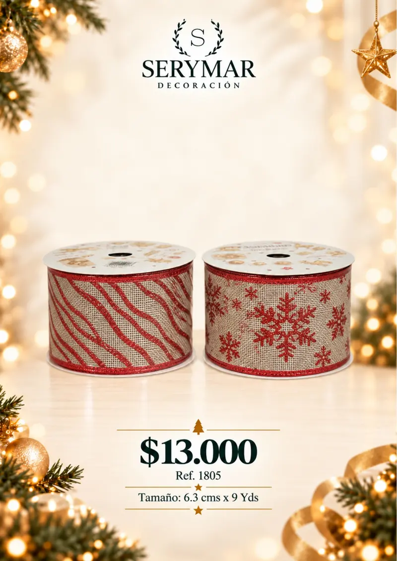 Cintas y mallas · Ref. 1805 — página 132 del Catálogo Navidad 2026 de SERYMAR Decoración