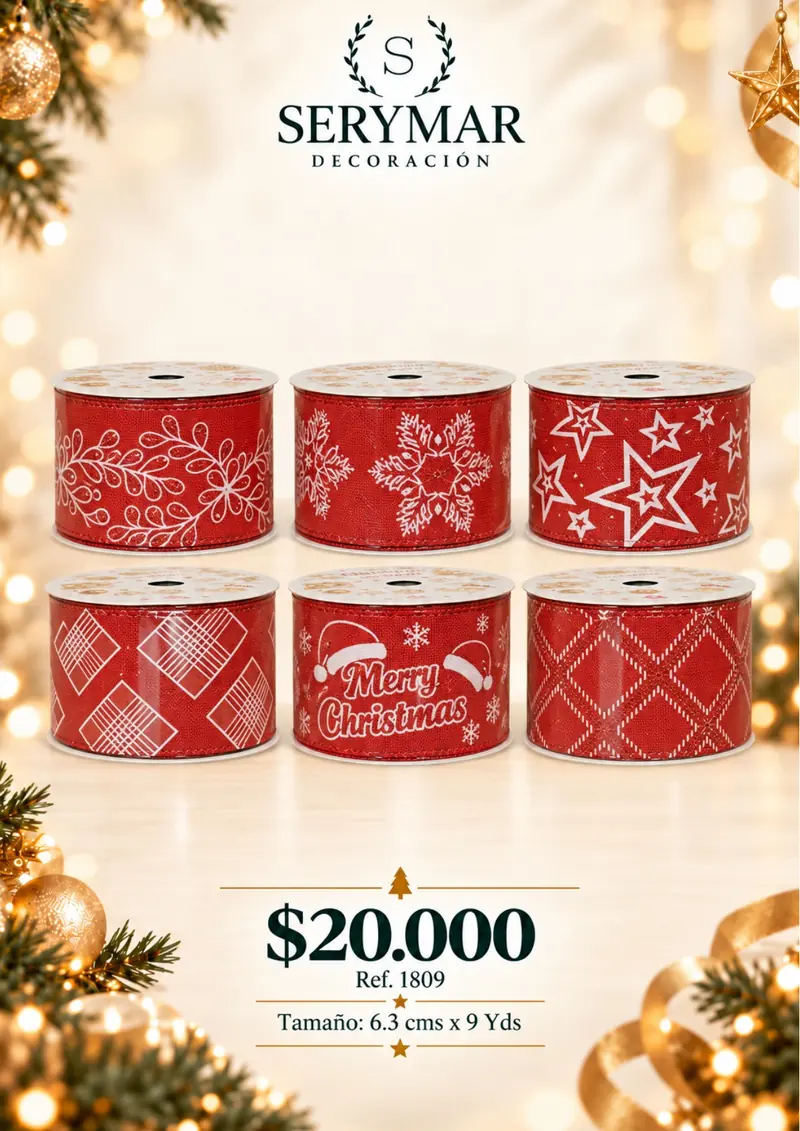 Cintas y mallas · Ref. 1809 — página 134 del Catálogo Navidad 2026 de SERYMAR Decoración