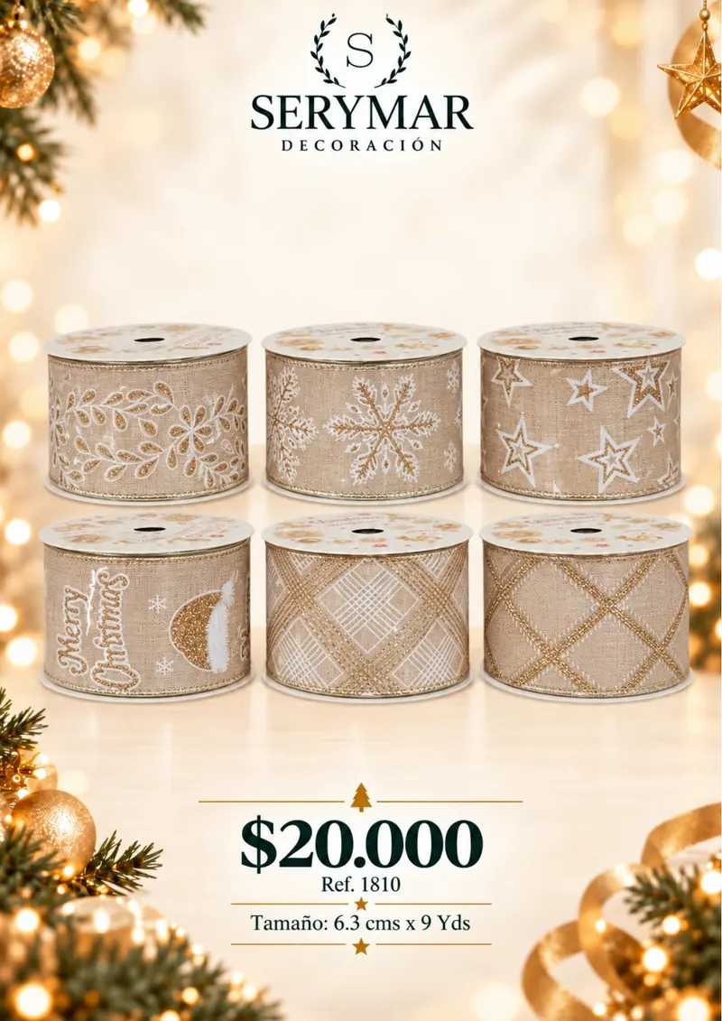 Cintas y mallas · Ref. 1810 — página 135 del Catálogo Navidad 2026 de SERYMAR Decoración