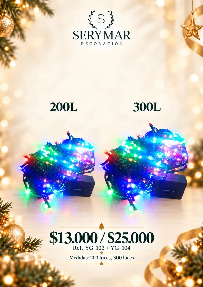 Luces de Navidad · Ref. YG-103 / YG-104 — página 151 del Catálogo Navidad 2026 de SERYMAR Decoración